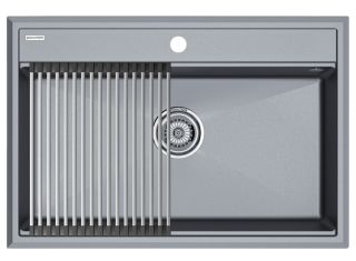 Комплект Paulmark: мойка Stepia 80 и ролл-мат Step PM117551-GRM+R375-BS серый металлик/брашированная нержавеющая сталь